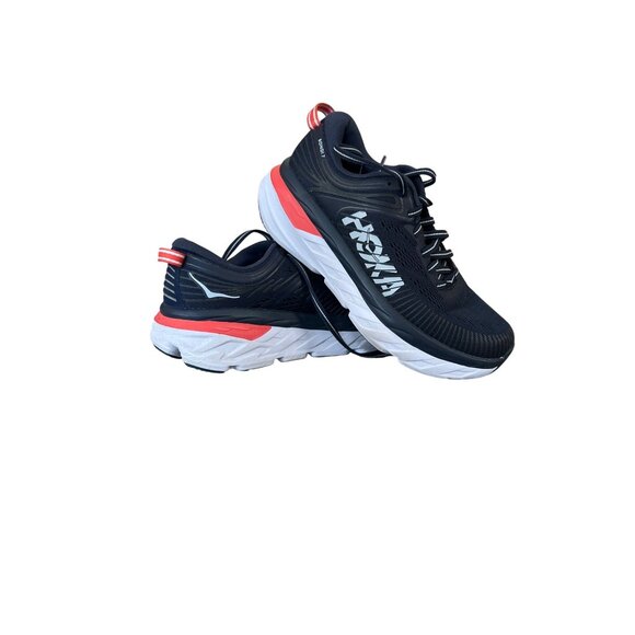 Hoka One One Shoes - Hoka One One Womens Bondi 7 Running Shoes Navy/Coral Size 5.5